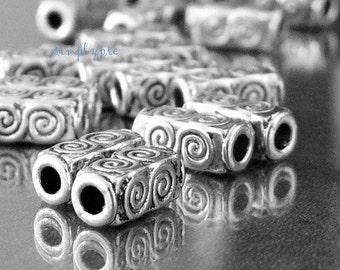 Antiqued Silver Tube Spiral Beads 10x4mm 20 Pcs Metal Beads