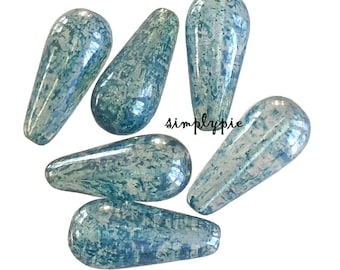 Denim Opal Lumi Dangle Drop Czech Beads 6 Teardrop Glass Beads