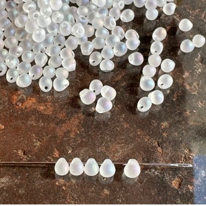 Frosted RNB Crystal Miyuki Fringe Beads 10-Grams Small Teardrops Glass 3.4mm