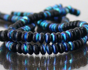 Jet AB Rondelle Disc 4mm 50 Black Czech Glass Beads Wafer Disc sgr