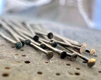 Alfileres de cabeza de plata envejecida de 2 pulgadas, calibre 24, 25 piezas #GR Alfileres de cabeza delgada