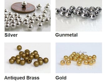 Half-Drilled End Round Bead Caps 3mm 20 Pcs Ur PICK Tips for Memory Wires Silver Gold Antiqued Brass Gunmetal