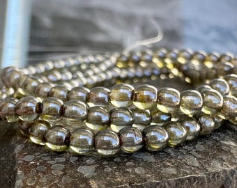 Green Moss Lumi Czech Glass Beads Druk 3mm: 50 Beads Per Strand  sgr