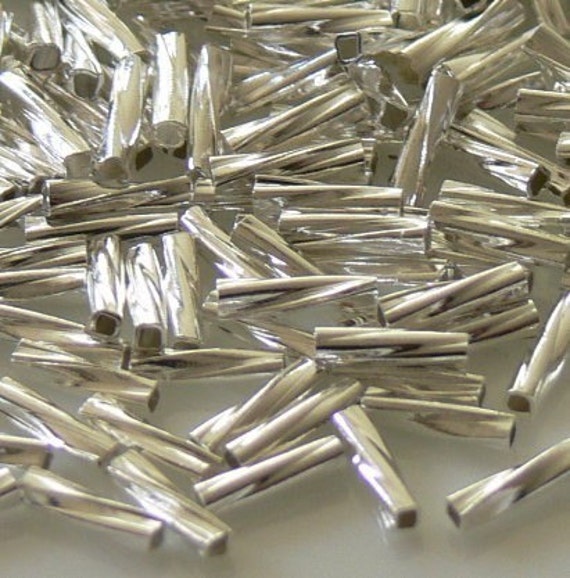 Twisted Liquid Silver Tube Beads 6x1.5mm 100 Metal Brass Beads | Etsy