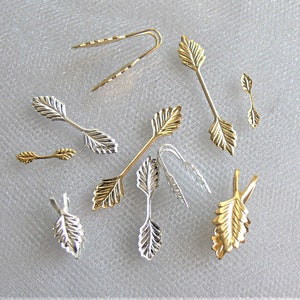 Leaf Pendant Charm Brass Bails Ur Pick Gold Silver Metal Findings