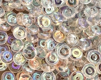Discos de cristal AB Rondelle de 4 mm, 50 cuentas de vidrio checo, espaciadores de discos tipo oblea #GR