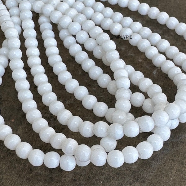 White Czech Glass Beads 4mm Round 50 Opaque Druk Beads #GARHEI