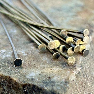 2-inch Antiqued Brass 24-Gauge Headpins 25 Pcs THIN Head Pins