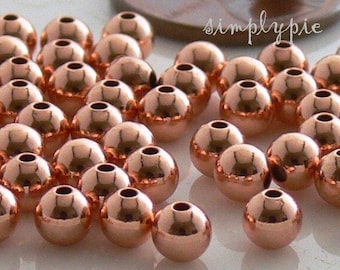 4mm Round Copper Metal Beads Smooth 50