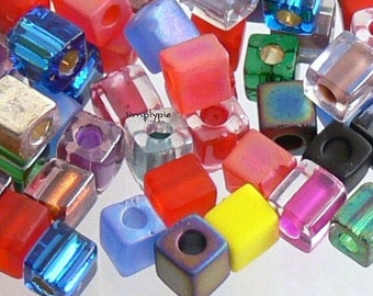 Assorted Colors Cube Miyuki Glass Beads 10-Grams 4mm Glass Squares