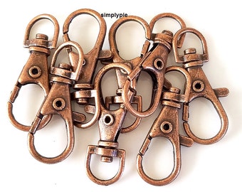 Large Antiqued Copper Swivel Lobster Clasps 8 Clips