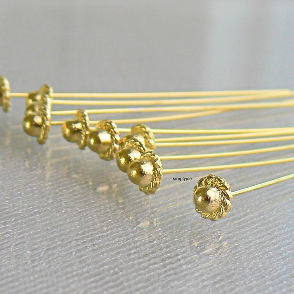 2-Inch GOLD Fancy Flower Head Pins 10 Headpins