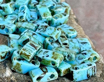 Turquoise Picasso Miyuki Half TILA 50 Beads Two-Hole Glass Beads sgr