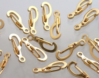 Cierres de langosta de latón: Accesorios de joyería chapados en oro con cierre automático (10 unidades)