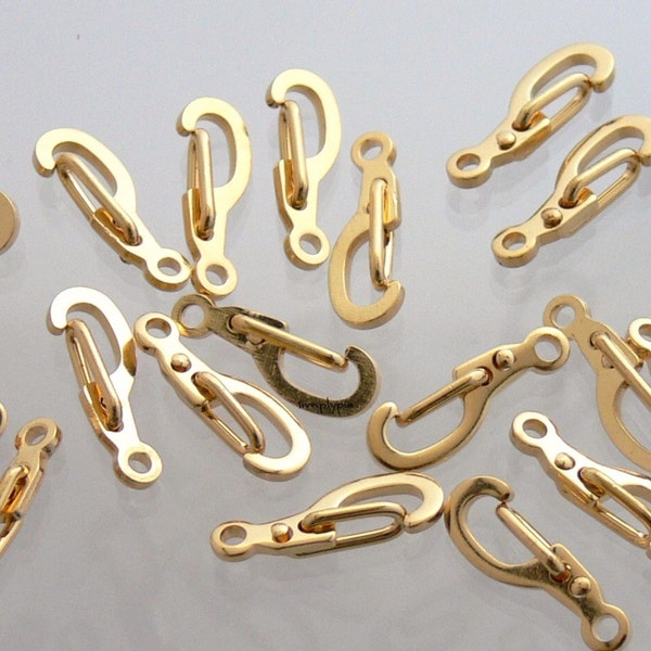 Gold Self-Closing Clasps, Lobster Claw Clasps 10 Brass Clasps