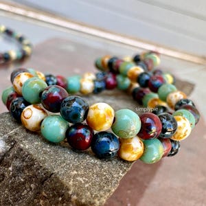 Picasso Mix Strand, 4mm Druk Czech Glass Beads 50 Round Beads  #GRND