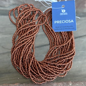 Matte Copper Full Hank 11/0 Metallic Czech Glass Seed Beads