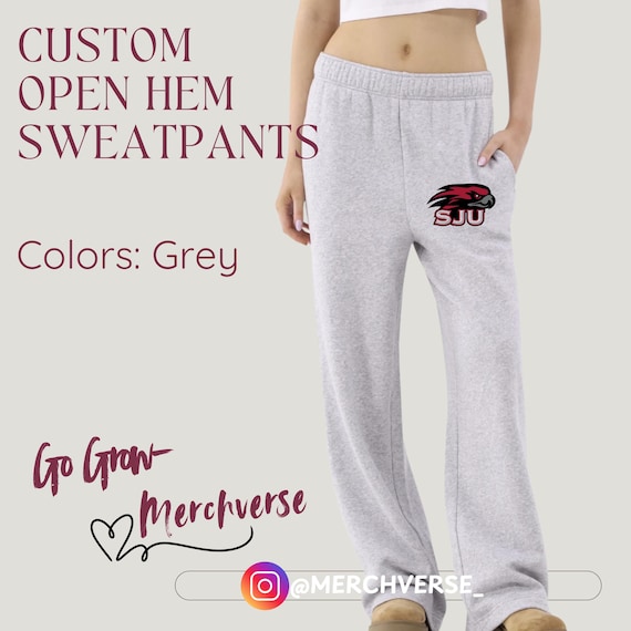 Custom College Open Hem Sweatpants - Handmade College Fan Gear-