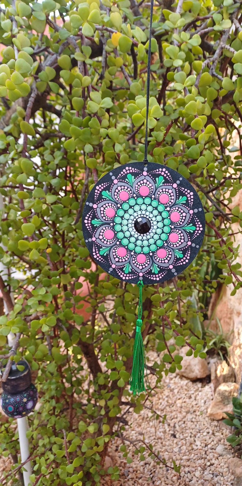 Mandala a punti da appendere al muro - dipinto a mano - regalo per la meditazione immagine 8