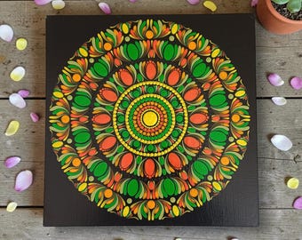 Mandala a puntini della Madre Natura / Opera d'arte dipinta a mano su tela
