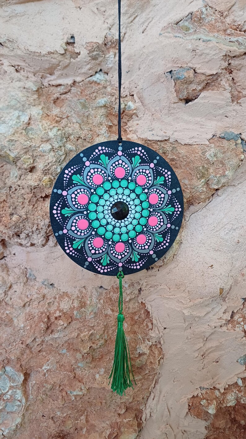 Mandala a punti da appendere al muro - dipinto a mano - regalo per la meditazione immagine 10