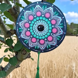 Mandala a punti da appendere al muro - dipinto a mano - regalo per la meditazione immagine 1