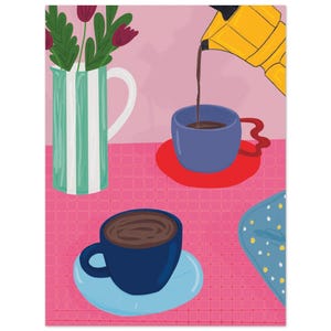 Hai voglia di un caffè? Colorato - Illustrazione retrò - Poster classici realizzati in carta opaca