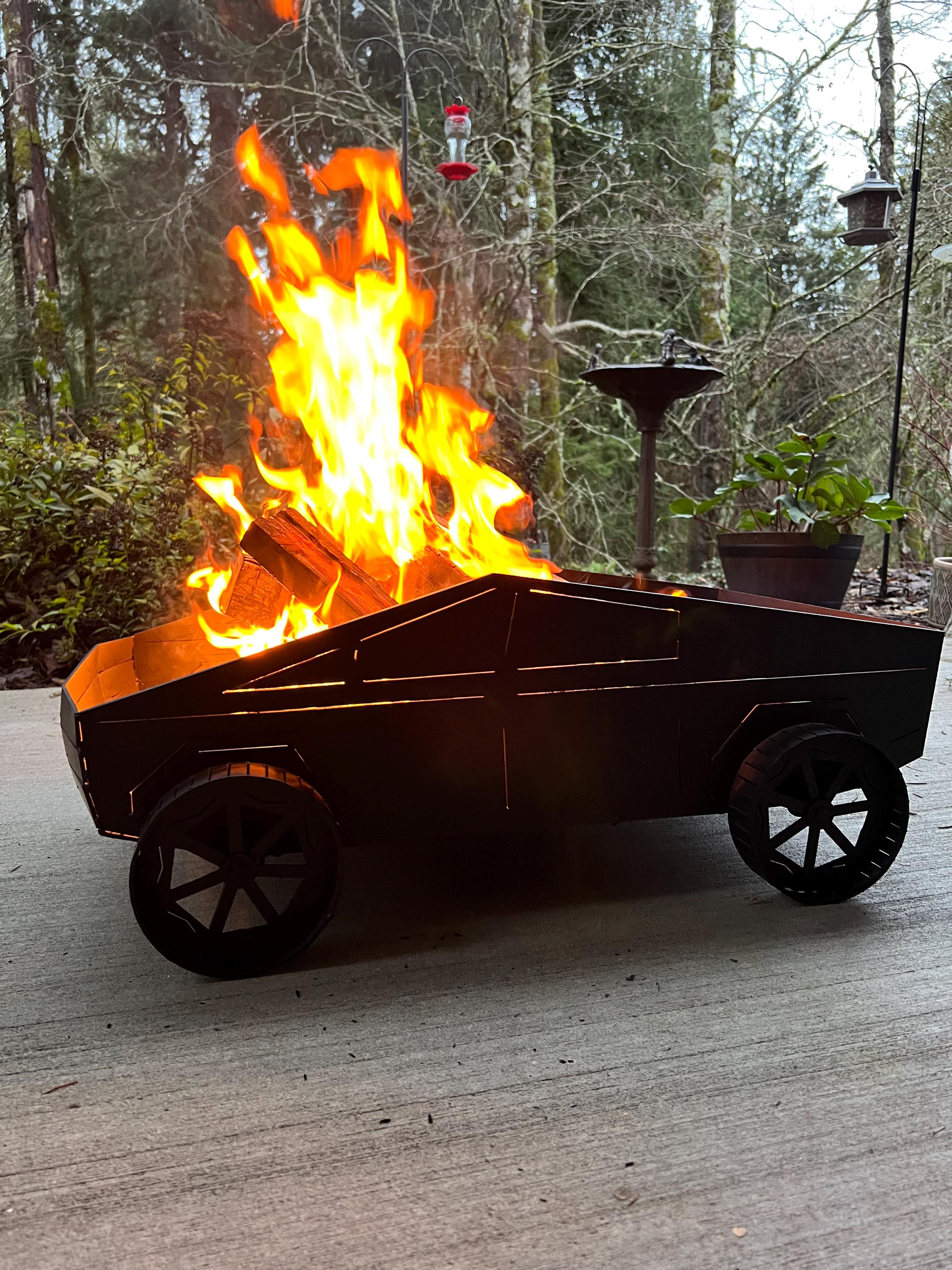 Cybertruck Firepit DXF Files, Metal Car Shaped Outdoor Fire