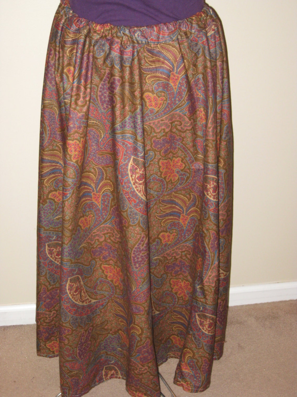 Long Paisley Maxi Skirt in Shades of Brown Burple and Teal - Etsy