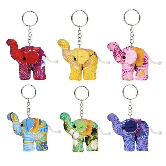 Set of 6 Pcs Handcrafted Elephant Cute Keychain, Vibrant Colors, Best Friends Gifts, Valentines Day Gifts for Her.