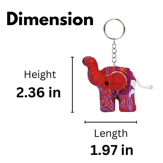 Set of 6 Pcs Handcrafted Elephant Cute Keychain, Vibrant Colors, Best Friends Gifts, Valentines Day Gifts for Her.