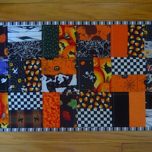 Homemade Quilted Halloween Patchwork Table Runner - 32 x 12