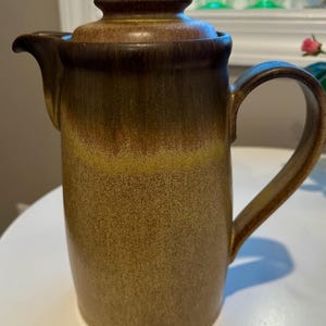 Vintage Denby Romany Brown Stoneware Coffee Pot w/Lid