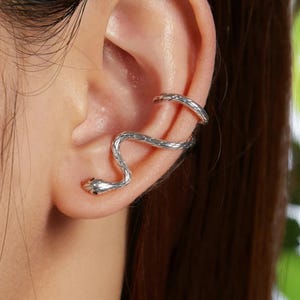 Sterling Silver Snake Ear Cuff: Non-Pierced Serpent Clip