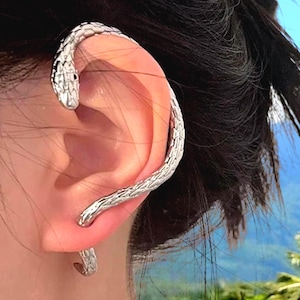 Snake Ear Cuff Wrap Earring for Women,1Pc Gold or Silver Serpent Stud,Gothic Boho Reptile Jewelry,Gift for Her,Snake Earring,Halloween Party