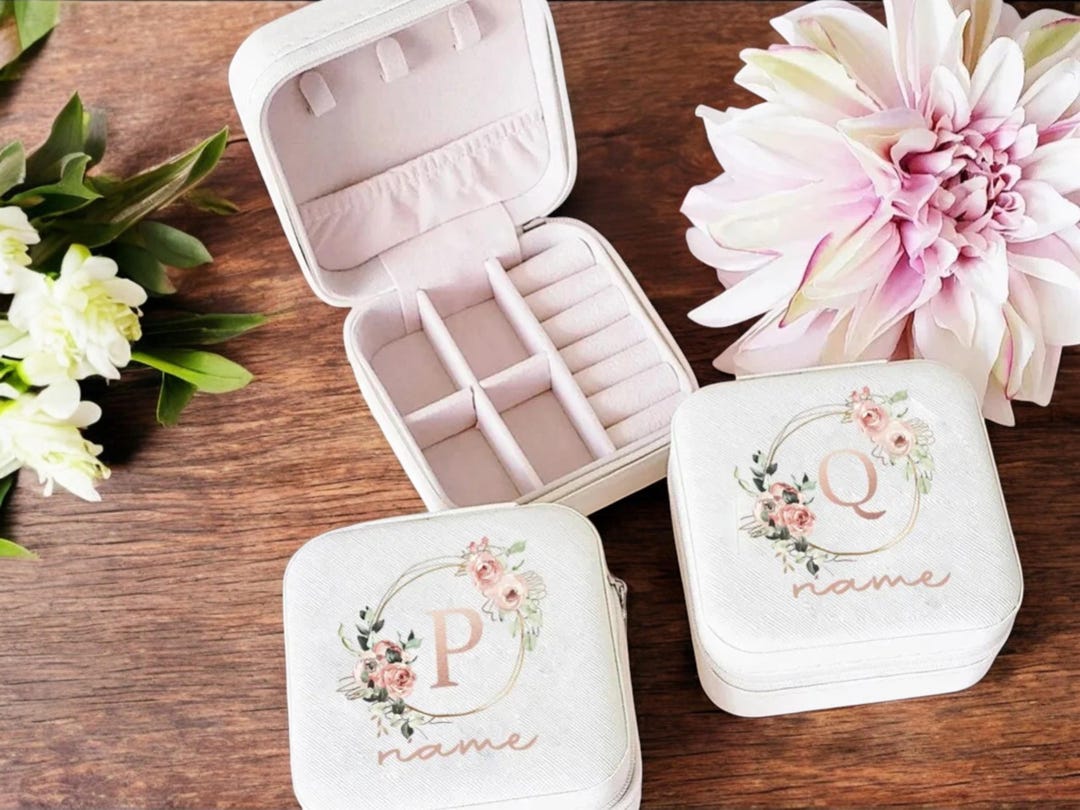 Personalized Flower Letter Case Box ,custom Jewelry&keepsake Box,floral ...