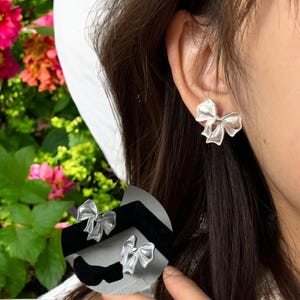 Gold and Silver Bow Knot Earrings for Women,Elegant Bow Earrings, Stylish Gift for Her,Gold Earrings for Women,Dangle Earrings,Stud Earrings