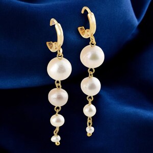 Orecchini pendenti con perle fatti a mano - Gioielli eleganti per donne, matrimoni o occasioni speciali, gioielli con perle per lei, regalo di anniversario, regalo di compleanno