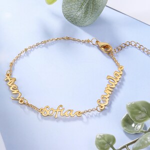 Pulsera con nombre personalizado para mujer, joyería con nombre grabado personalizado, pulsera ajustable, regalo de cumpleaños único, regalo para el Día de la Madre, joyería con nombre