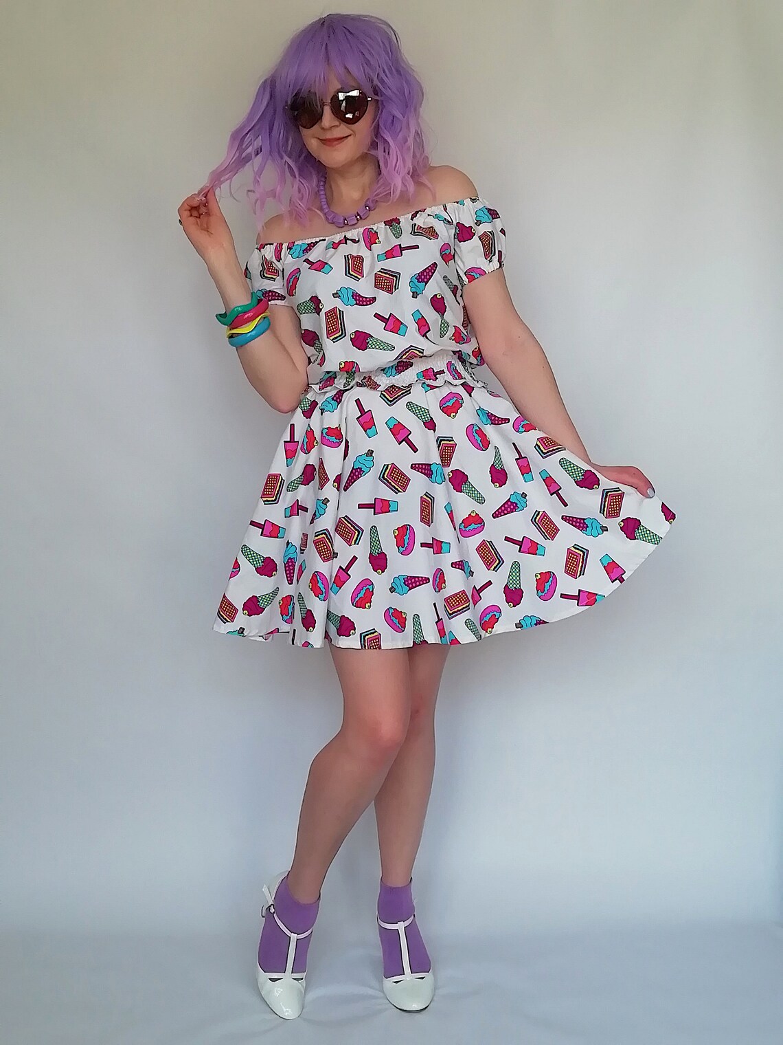 Retro 2 piece dress Ice cream cotton co ord Etsy