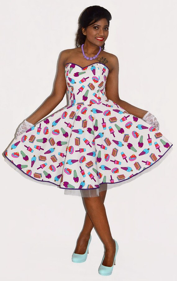 Ice cream dress Ice cream print 50s prom dress Pin up dress Etsy