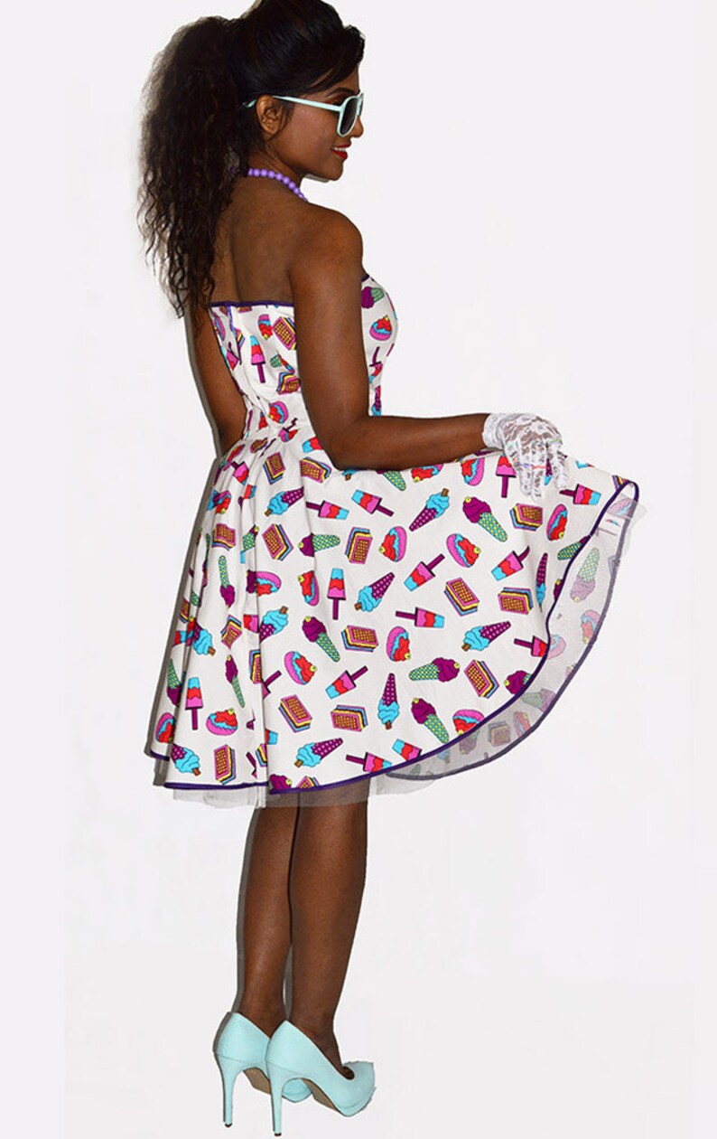 Ice cream dress Ice cream print 50s prom dress Pin up dress Etsy