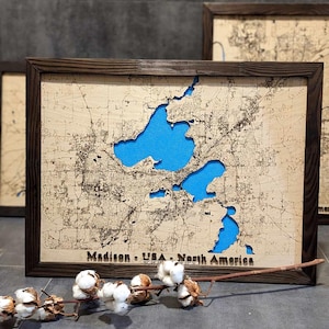 Carte personnalisée en bois de Madison, carte de localisation personnalisée découpée au laser, carte en bois de toutes les villes du monde, grande décoration murale en bois, cadeau carte unique