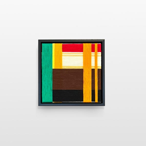 Retro-Inspired Yarn Art Painting, Handmade Yarn Art Home Decor, Geometric Yarn Wall Hanging, Office Decor, Textured Fiber Wall Art