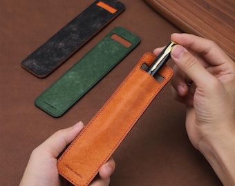 Leather Fountain Pen Case Handmade Pen Holder Vintage Frosted First-layer Cowhide Italian Leather Pen Sleeve Gifts for Men/Corporate