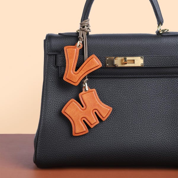 Genuine Leather Bag Charm Initial Keyring Alphabet Pendant Name Letter Keychain Car Hanging Accessories Handcrafted Gifts For Her/Him A-Z