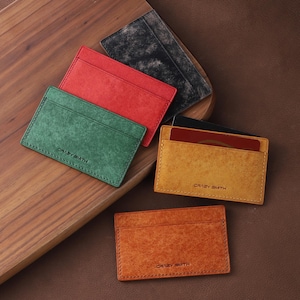 Genuine Leather Card Holder Wallets Coin Purse credit card case Business ID Cards Storage Wallet Gift for Men&#39;s or Women&#39;s Handmade