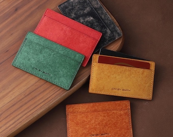 Genuine Leather Card Holder Wallets Coin Purse credit card case Business ID Cards Storage Wallet Gift for Men's or Women's Handmade