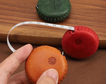Body Measuring Tape Mini Handmade Tape Measure for Sewing Soft Multi Color with Locking and Retractable Vintage Frosted Leather