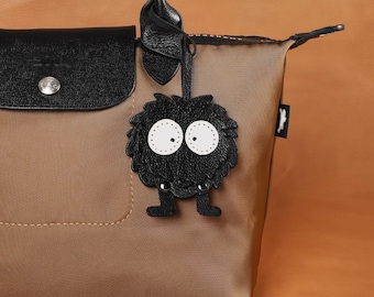 Leather Dust Bunny Charm Handmade Dust Spirits Keychain Handbag Purse Pendant Car Hanging Anime Lovers Birthday Gift